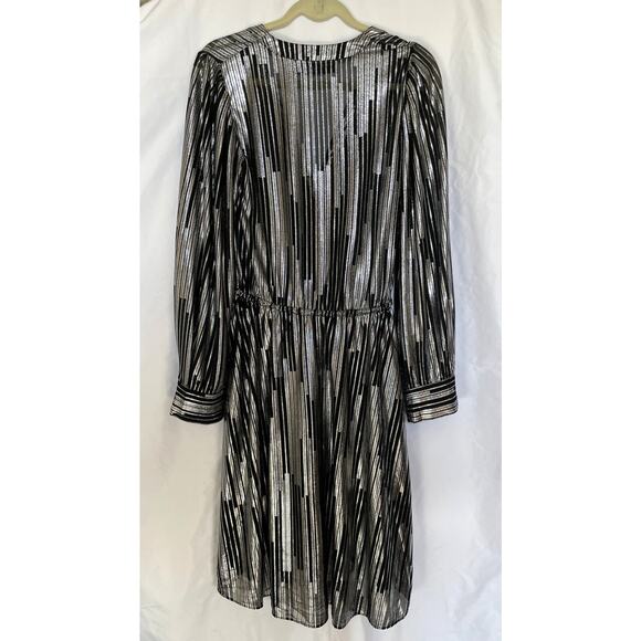 IRO Chumy Midi Black Silver Glam Metallic Party Dress, Size US 4, FR36 - Picture 2 of 5